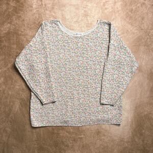 Glory US Vintage 80s Floral Knit Sweater Textured Multicolor Long Sleeve Garden